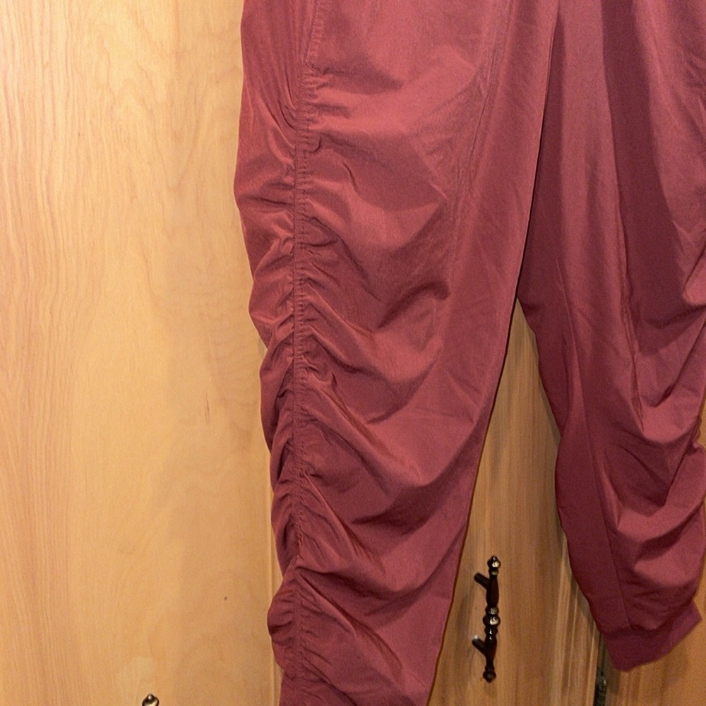 Athleta Rust Red Ruched Track Joggers - Picture 2 of 15